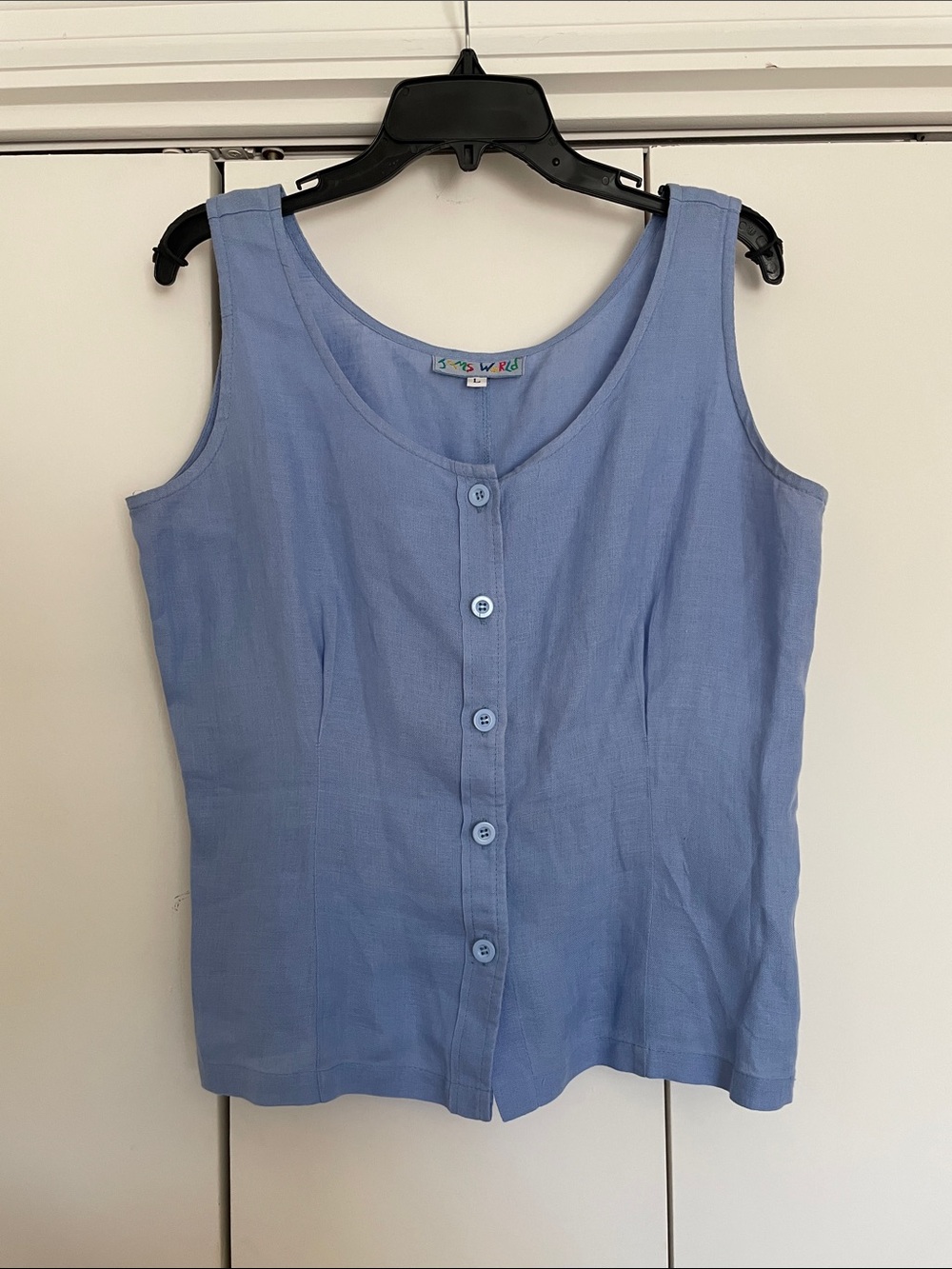 JAMS WORLD Sky Blue Button Up Linen Vest Tank